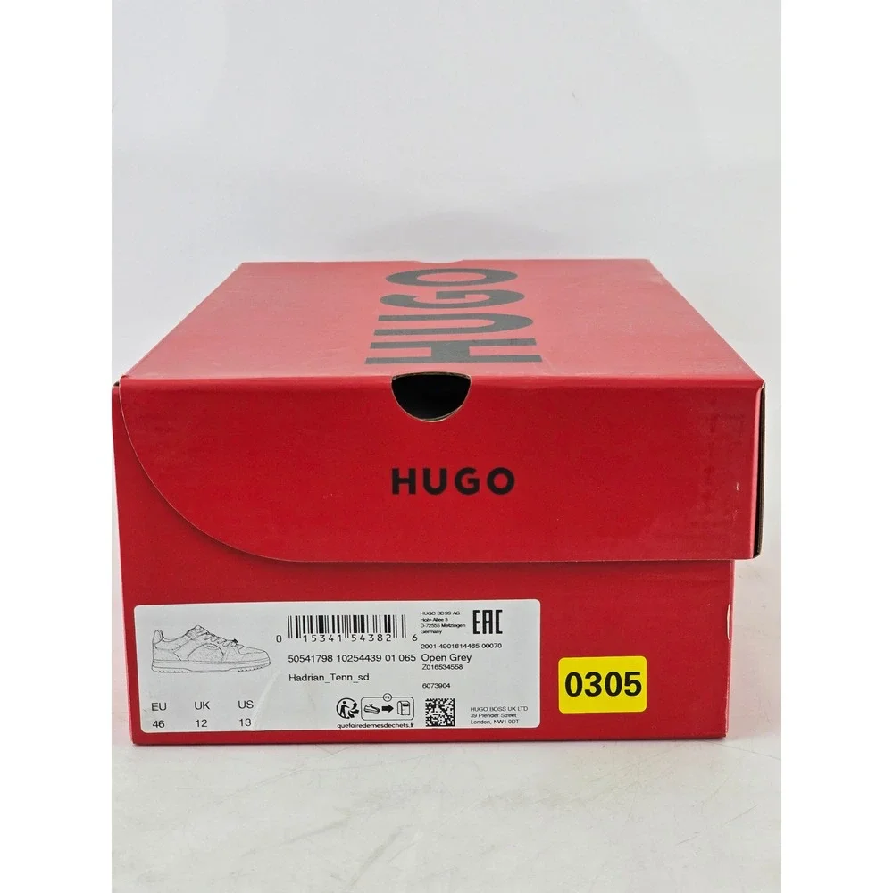 HUGO Hadrian Tenn Suede Sneakers Mens Sz 12-12.5 EU 46 Open Grey Low Top - New